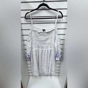 Sold Out Torrid Size 5 White Mini Gauze Cold Shoulder Sun Dress